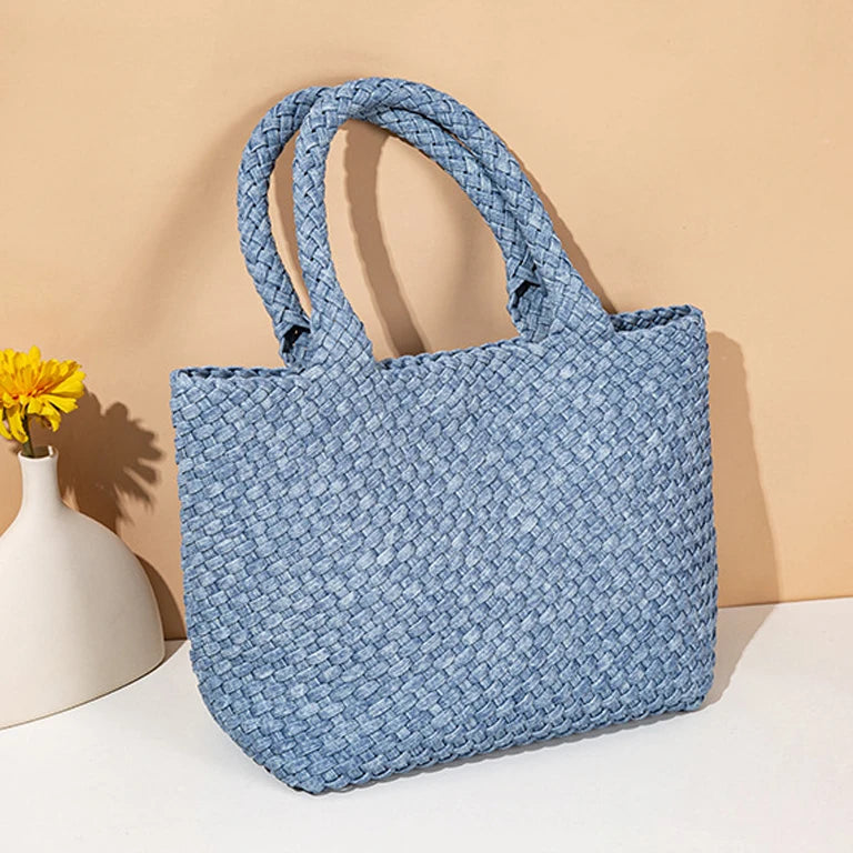 New Arrival Wholesale Pu Leather Fashion Weave Woven Tote Bag Office Hand Bags for Women Ladies Handmade Knitting Handbags