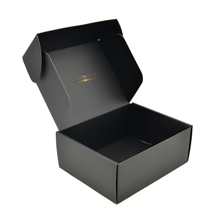 Custom Eco Friendly Color Printing Corrugated Carton Black Paper Packaging Shipping Boxes