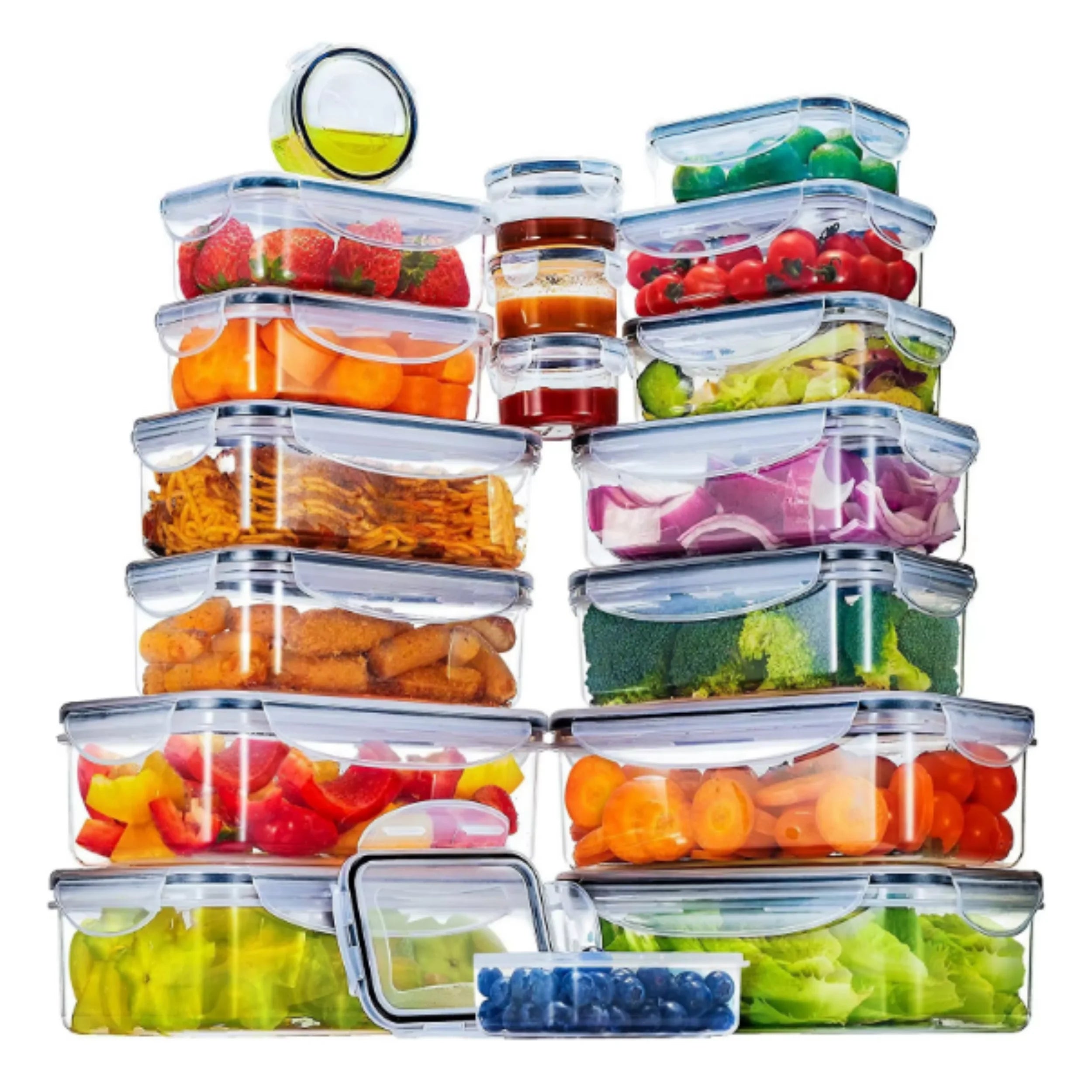 Yongli Kitchen Plastic Food Storage Container Set With Airtight Lids Pack of 18 Reusable & Leftover Food Lunch Boxes Leak Proof