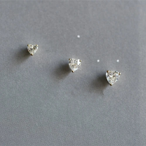 Fancy Jewelry Nickel Free 3mm 4mm 5mm Heart Shaped Earrings Tiny S925 Earrings