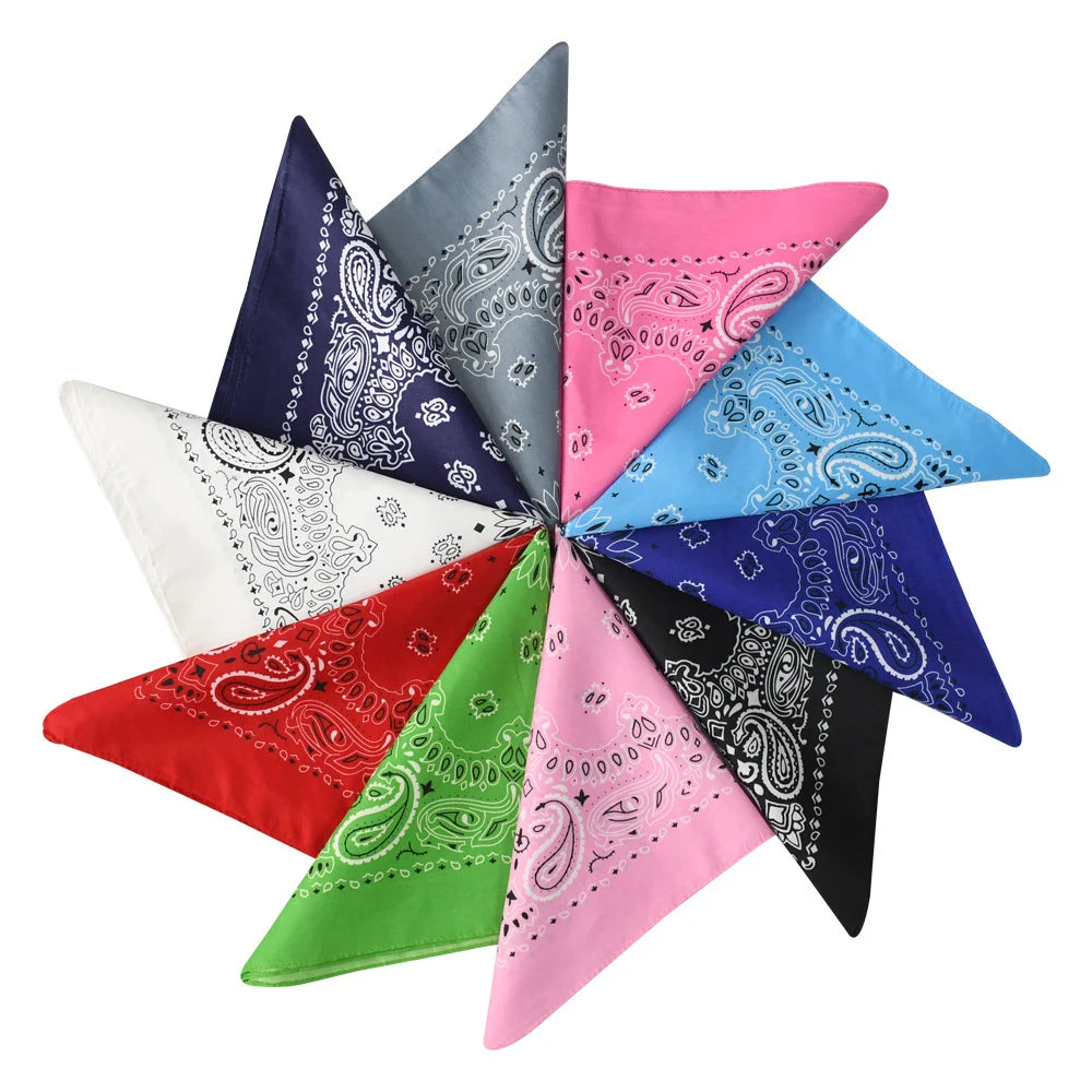 100% Polyester Bandanna Outdoor Headwear Sport Scarf Neck Headband Polyester Paisley Pattern Square Bandanas