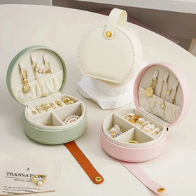 Wholesale Small Travel Jewelry Box with Pu Leather Handle for Girls Rings Earrings Necklaces Organizer Jewellery Storage Case