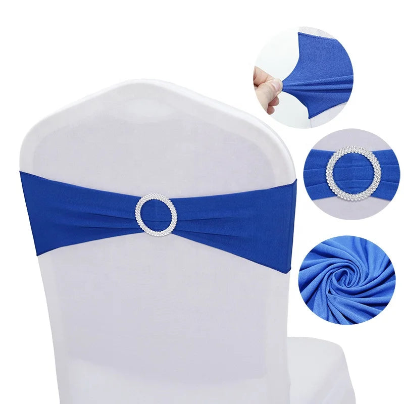 Wedding Hotel Banquet Birthday Party Decoration Bows Chair Bands with Buckle Chair Decoration Spandex Chair Sashes