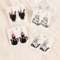 1Pair Christmas Animals Woman Dangle Earrings Acrylic Black Ghost Cats Drop Earrings for Girl Birthday Gift