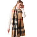 British Stylish Unisex Luxury Designer Camel Plaid Pashmina Shawls Fashion Women Tartan Plaid Acrylic Mir Cashmere Scarf for Men