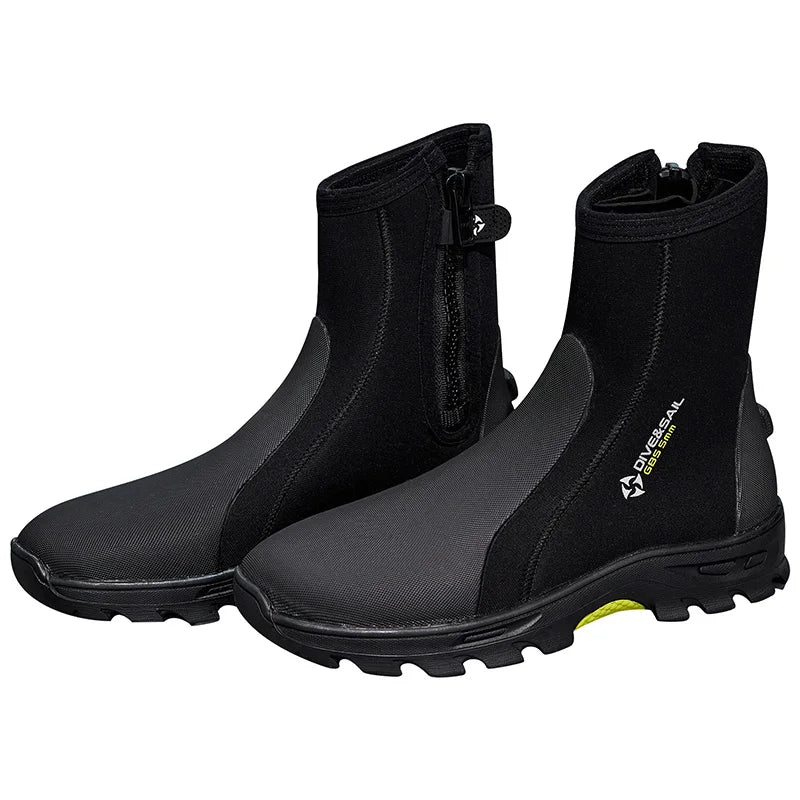 Wholesale 5mm Neoprene Water Shoes Warm Anti-Slip Dive Booties with Zipper Thick Soled Durable Fishing Wading Diving Boots