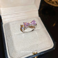 Butterfly Ring Cubic Zircon Butterfly Knot Charm Ring Silver Platinum Color Women Open Finger Fantasy Jewelry Accessory