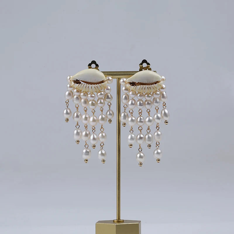 2022 New Trendy Rice Pearl Pendant Earrings