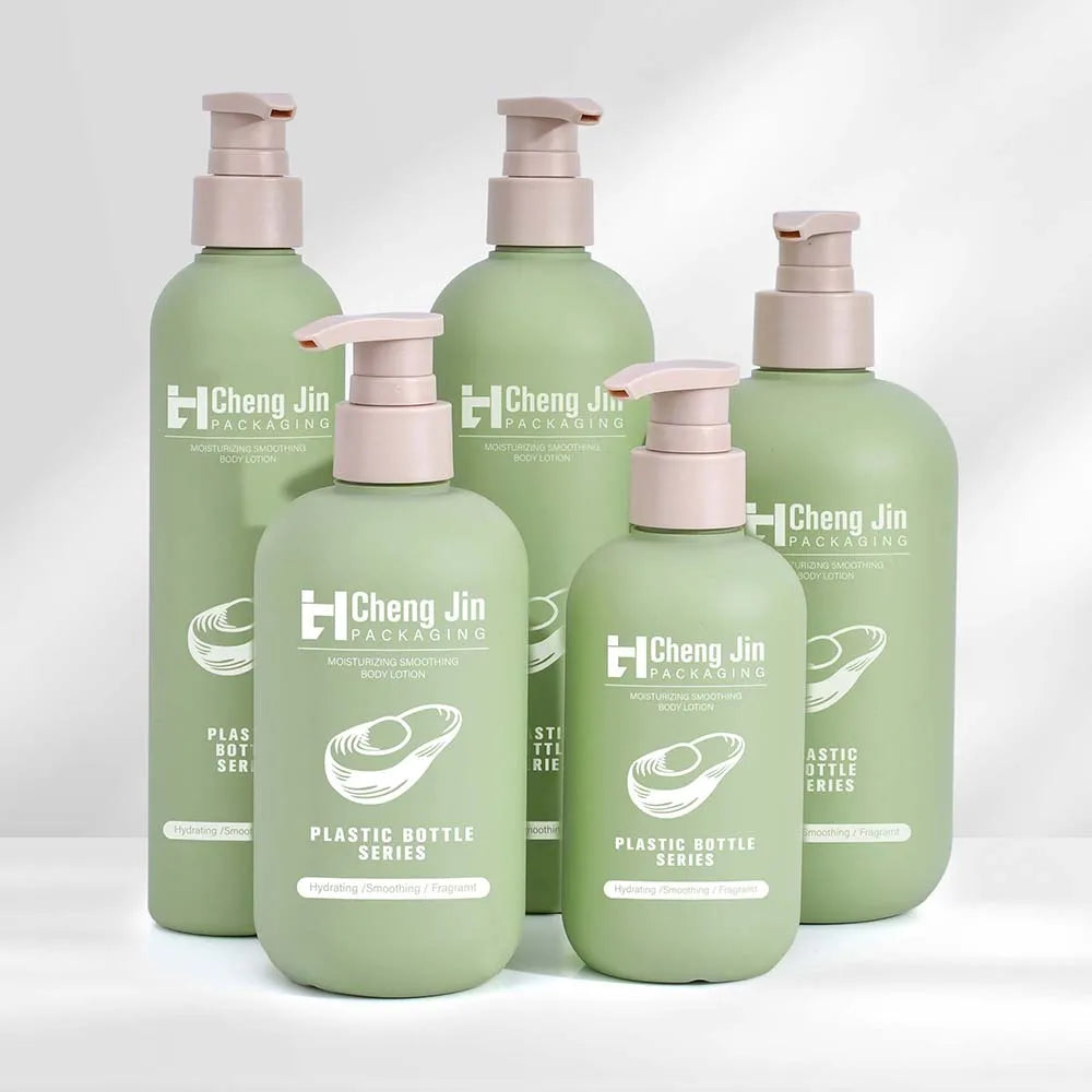 Eco-friendly Biodegradable Green HDPE 200ml 300ml 400ml 500ml  Soft  Cosmetic Packaging  Body Lotion Plastic Shampoo Bottle