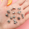 Wholesale Cute Metal Antique Silver Ocean Series Animal Spacer Beads Charm Accessories DIY for Bracelet Jewelry Making