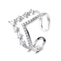 Zircon Silver Ring V Design Elegant Zircon Ring for Girlfriend Gift