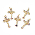 PandaHall 5 pcs 18K Gold-Plated Cross Pendant Inlaid Zircon Pendants Charms for Necklace Bracelet Jewelry Making Accessories
