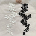 Handmade Milk White Sequin Leaf Embroidery Lace for Wedding Dress Headdress Accessories Matching Garment Decorative Features