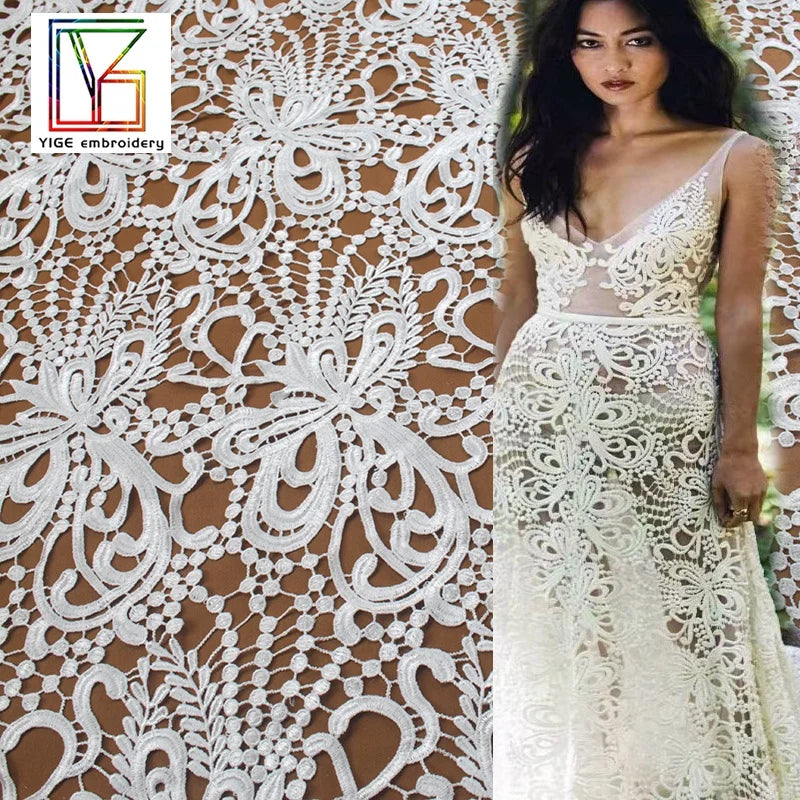 Manufacturer Water Soluble Lace African Guipure Lace Fabric Luxury Embroidery Water Soluble Lace Fabric