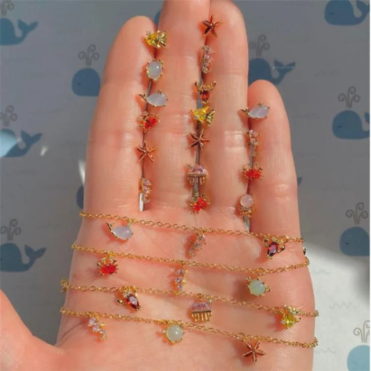 SP 2021 American New Fashion Bracelet Sea Style Stone Pendant 18K Gold Plated Brass Bracelets