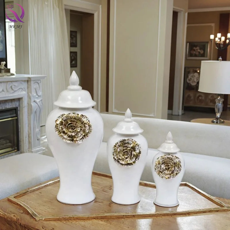 European Luxury Ceramic General Jar Storage Jar Table Vase Interior Decoration for Indoor Home Living Room Ornaments