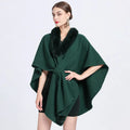 Factory Direct Sales New Imitation Rex Rabbit Fur Collar Cloak Shawl Women's Loose Knitted Cardigan Large Size Woolen Shawl