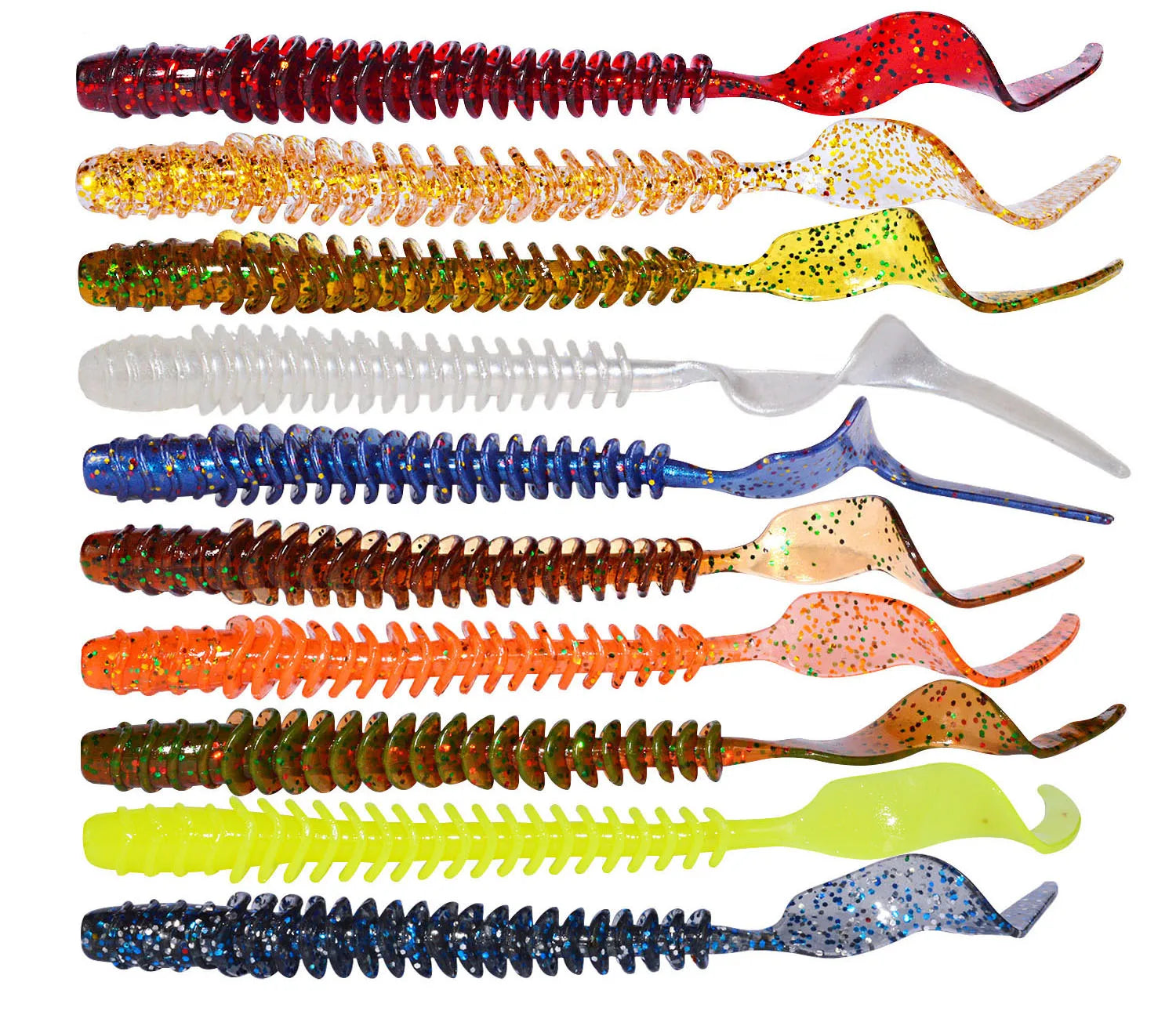 Afishlure Fishing Lure Straight Tail Fishing Bait Lure Plastic Lure105mm 3.2g 8pcs Soft Plastic Grub Lure  Artificial Soft Bait