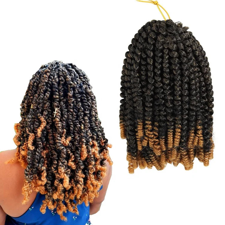 8inch Small Crochet Braids Passion Twist Hair Mixed Color Synthetic Braiding Hair for Spring Twist Hair Extension