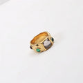High End 18K Gold Plated Colorful Stone Rings for Women Tarnish Free Stainless Steel Rings