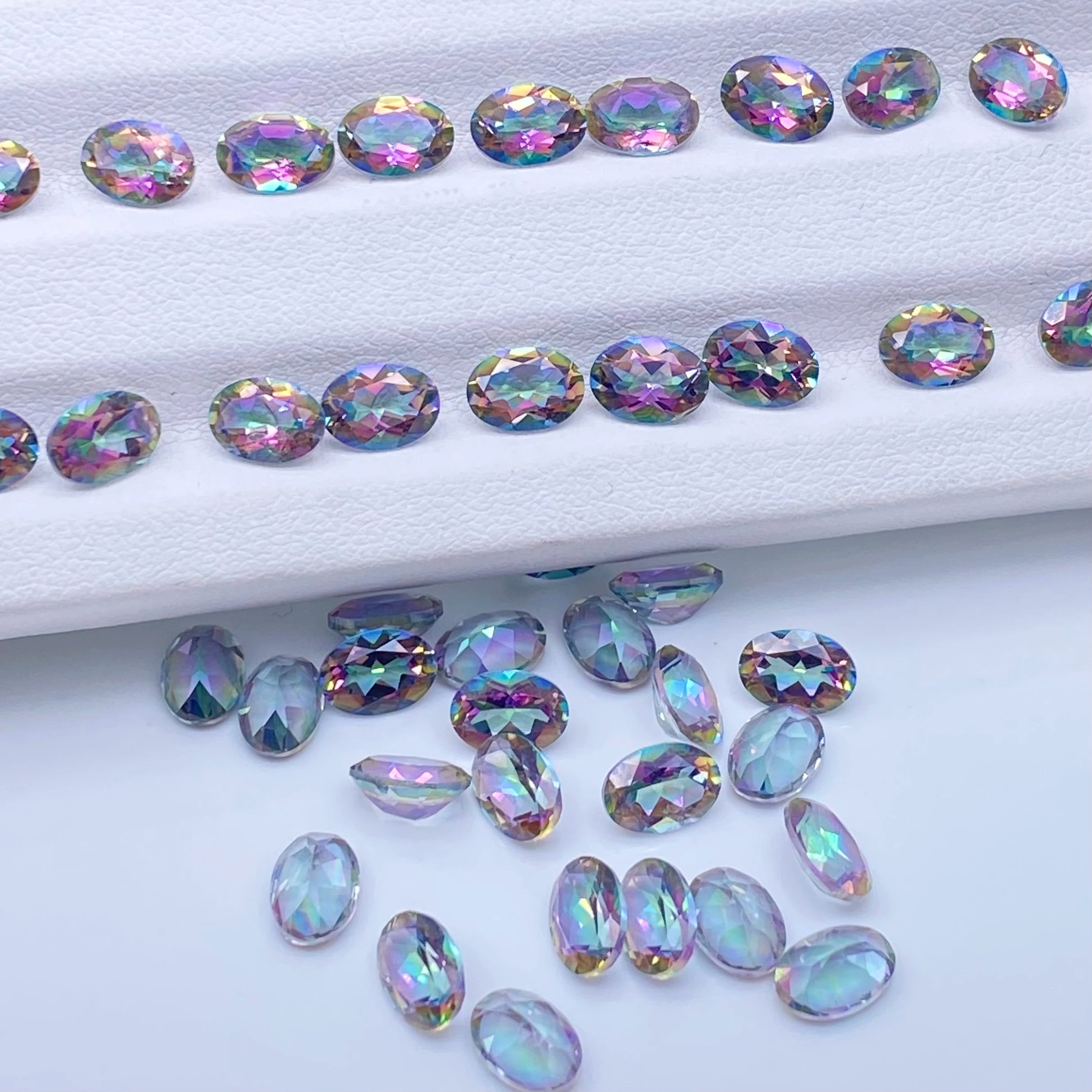 Oval Shape 5x3mm ~ 10x8mm Faceted Cut Natural Loose Gemstones Good Quality Rainbow Natural Mystic Topaz