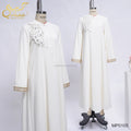 For Own Design Elegant White Luxury Abaya Women Muslim Dress Breathable Four-Way Stretch Long Sleeve Wholesale Traditional