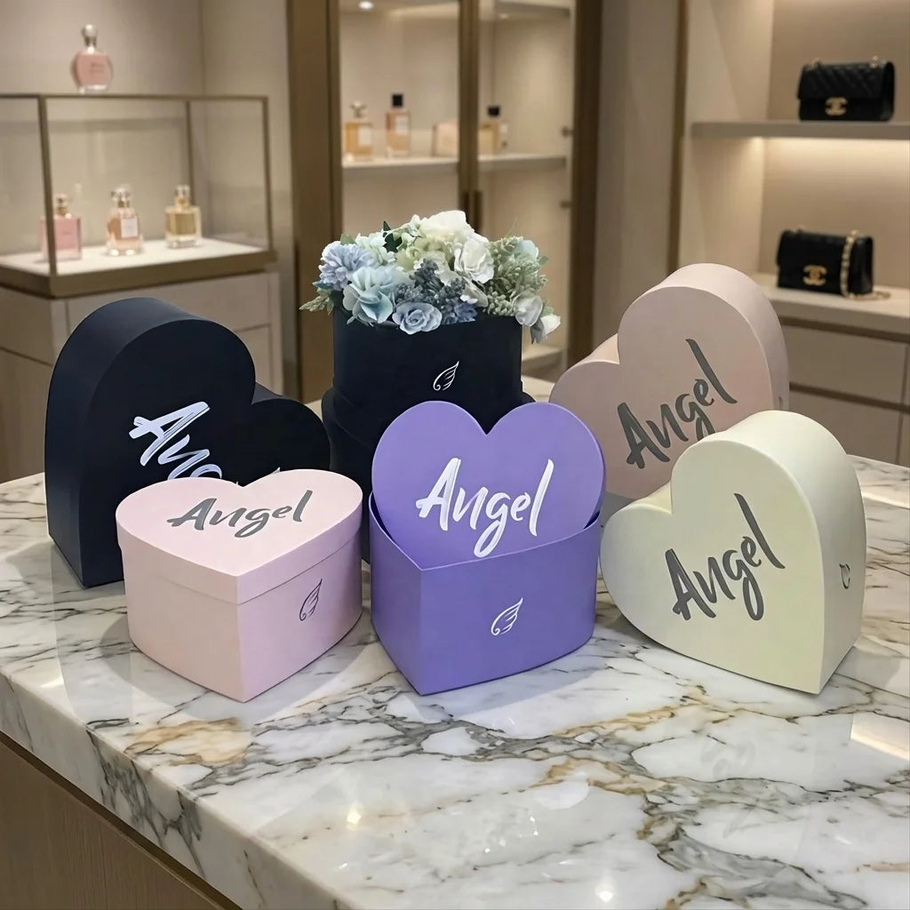 High Quality Simple Solid Color Heart Shape Flower Box 3 Pcs Set Flower Gift Box Gift Packaging Box for Valentine's Day