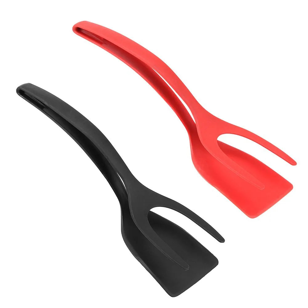 Multifunction 2 in 1 Grip and Flip Silicone Spatula Kitchen Cooking Pancake Bread Clamp Barbecue Tool Tongs Egg Flipper Spatula