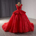 Jancember 231075 Vintage Red Appliqued Flower Evening Party Women's Dresses