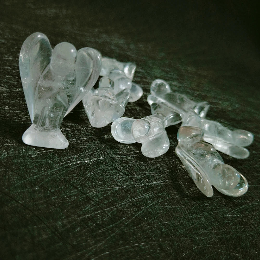 Huiying Natural 1.5 Inch clear Quartz Angel Statues Stone Home Decoration Crafts