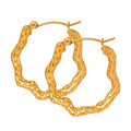 Jietao Stainless Steel Molten Metal Baroque Jewelry Stylish Circle Structured Hoop Earrings Root Irregular Jewelry for Women