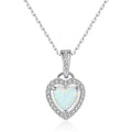 Fine Jewelry 925 Sterling Silver Rhodium Plating Love Heart Shape Natural Opal Necklace for Women