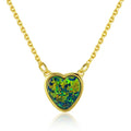 Fashion Jewelry 925 Sterling Silver Love Heart Shape Natural Opal Pendant Necklace for Women Girls