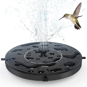 Upgraded Plastic Solar Fountain 1.4W Water Pump Independent Floating Spare Battery 1500 MAh 6 Nozzles Eco-Friendly Black