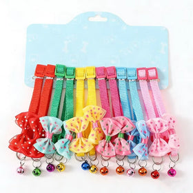 Wholesale Cat Dog Nylon Collar Supplies Cute Small Dog Cat Bowtie Collar With Bells