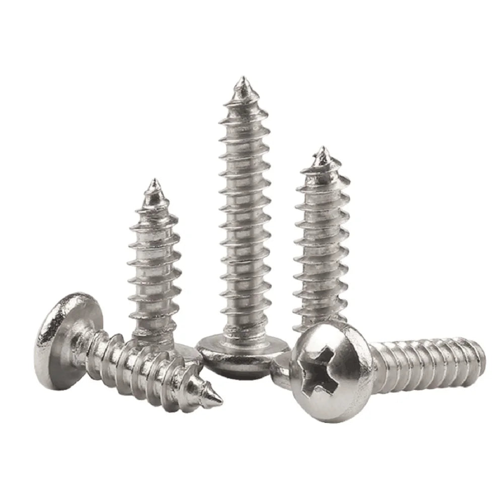 Stainless Steel SS304 Metric Screws for Plastic Pan Head Head Phillips Point Tail Tapping Screws IP68 Waterproof CE Certified