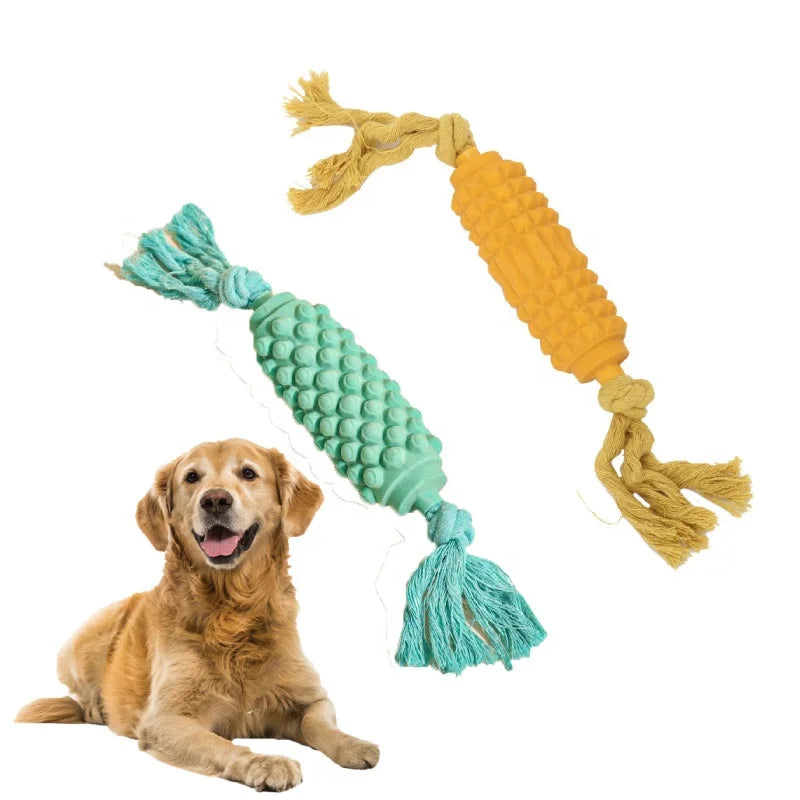 Pet Chew Toy Latex Dog Toothbrush  Balls Teething Cotton Rope Toy Biting Chewing Cartoon Style Interactive Play Dog Chew Toy
