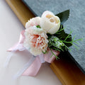 Party Prom Artificial Silks Tea Rose Wedding Bridesmaid Bride Corsage Pin Brooch Flower Corsage Bracelet Hand Wrist Flowers for