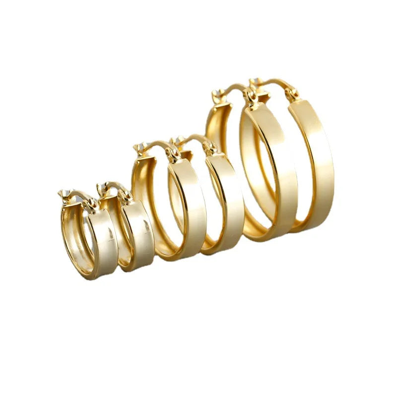 925 Sterling Silver Big Chunky Plain Punk Huggie Earrings Minimalist 18k Gold Hoop Earrings Women