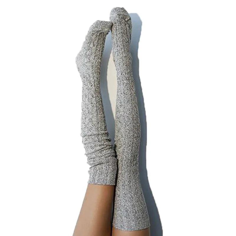 One Size Hot Selling Solid Color Long Socks in Autumn and Winter Knitted Knee Socks Pile up Stockings for Women Y2K Woolen Sock