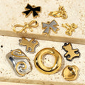 Beimai OEM Accessories Bow Drop Oil Bear Waterproof Stainless Steel Earring Charms for Jewelry Making Pendant