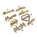 CZ8152 Mother's Day Gift 18k Gold Plated Metal Brass Zircon Paved Mom Mama Connectors for Bracelet Necklace Making