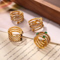 Wholesale 18K Gold-Plated Women's Fashion Jewelry Shiny Zircon Micro Paving Stacked Ring Stainless Steel Multi-Layer Ring