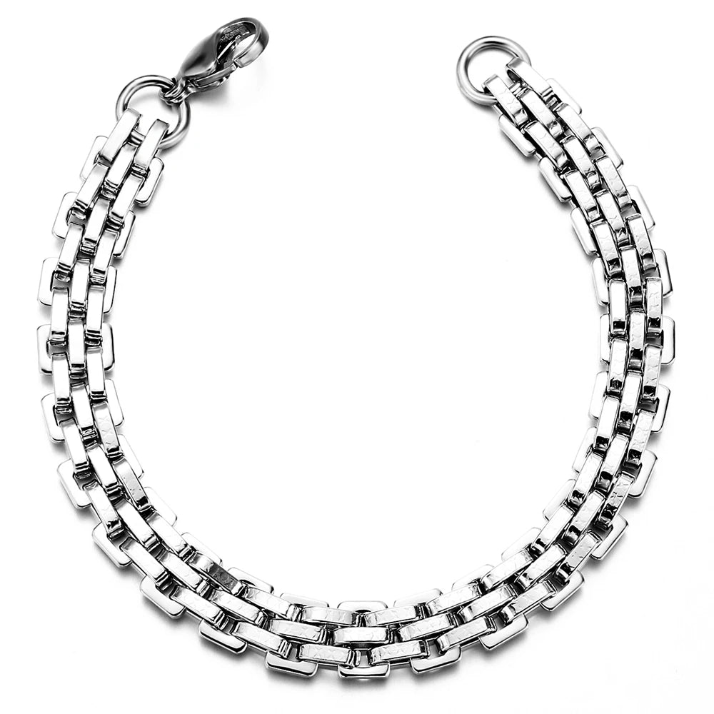 Mens Stainless Steel Waterproof 3 Rows Bracelets and Bangles 2024