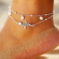 Ecg Personality Foot Ornaments Combination Female Suit Double Pearl Anklet