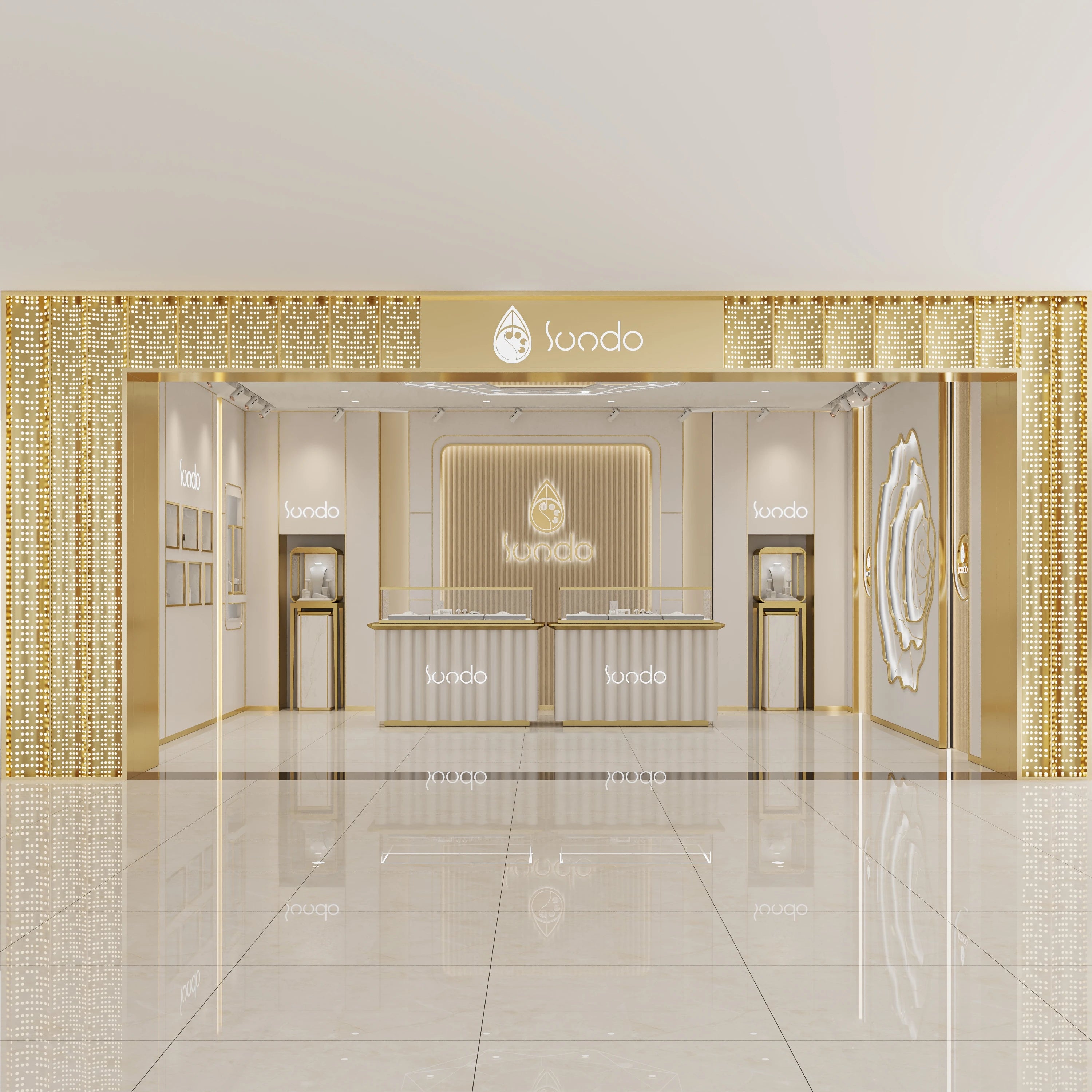 High Quality Custom Material Jewelry  Display Cabinet LED Jewelryshowcase for Jewelry Store Design