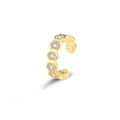 925 Sterling Silver Gold Plated Honeycomb Ear Cuff for Women CZ Hexagon Non-pierced C-Shape Ear Clip Earrings