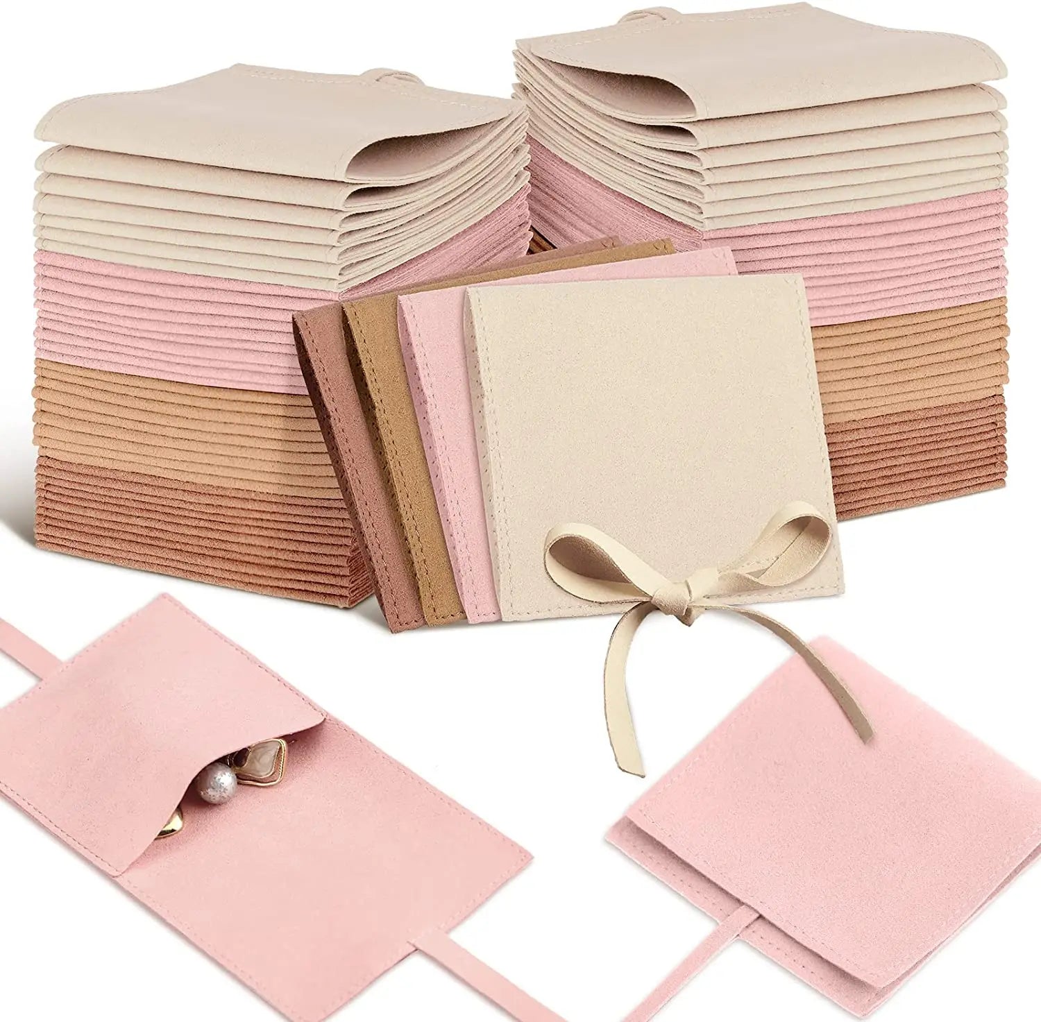 Small Microfiber Envelope Bracelet Bags Suede Envelope Necklace Pouches for Gifts