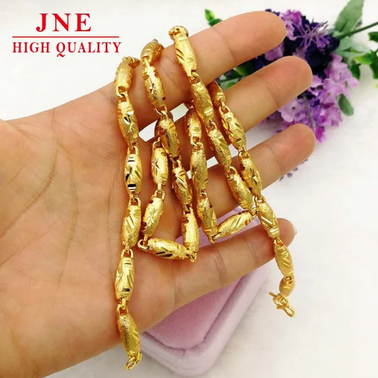 Gold Plated Men's Necklace Imitation Gold Wedding Jewelry Factory Direct Sales Boutique Solid Olive Beads Necklace