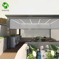 YISITE Electric Built-In Plain Windproof Glassfiber Motor Control Ziptrack Roller Curtain Outdoor Pavilion Privacy Protection